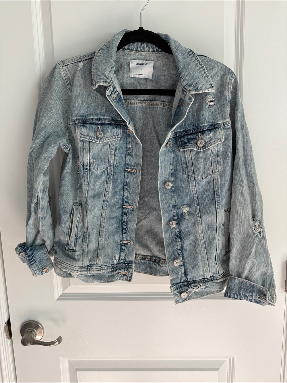 Old Navy Light Blue Distressed Denim Jacket - Women's Jean Coat